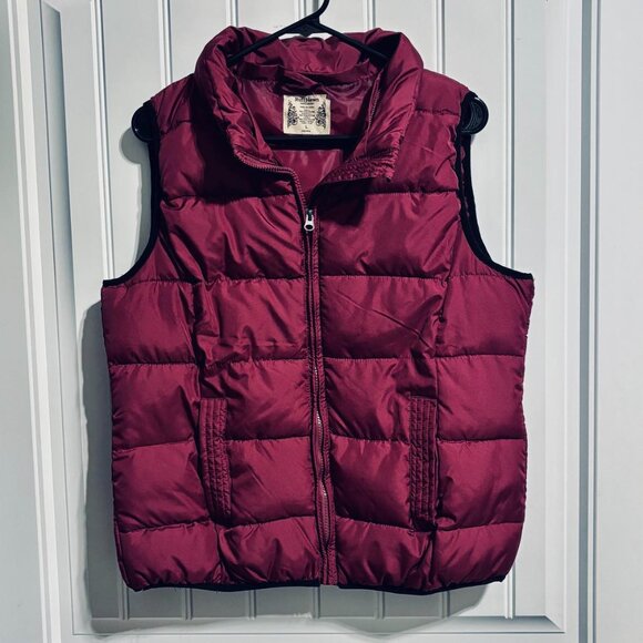 Women’s Large Berry Colored puffer vest with removable hood - Picture 4 of 6